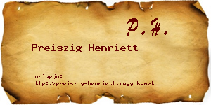 Preiszig Henriett névjegykártya